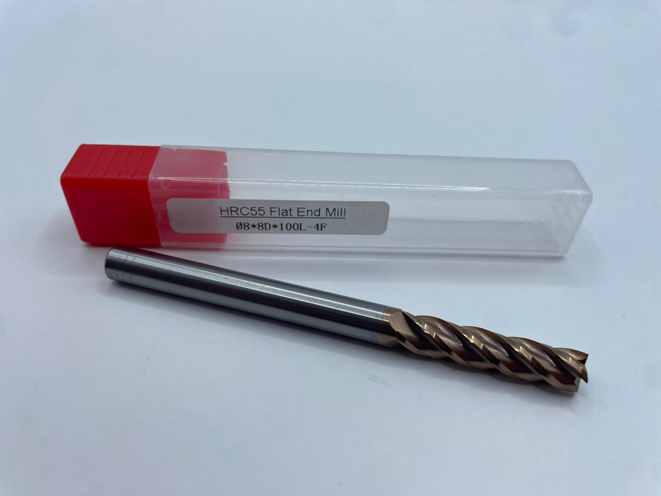 VHM-Schaftfräser, HRC55, 8mm, extra lang